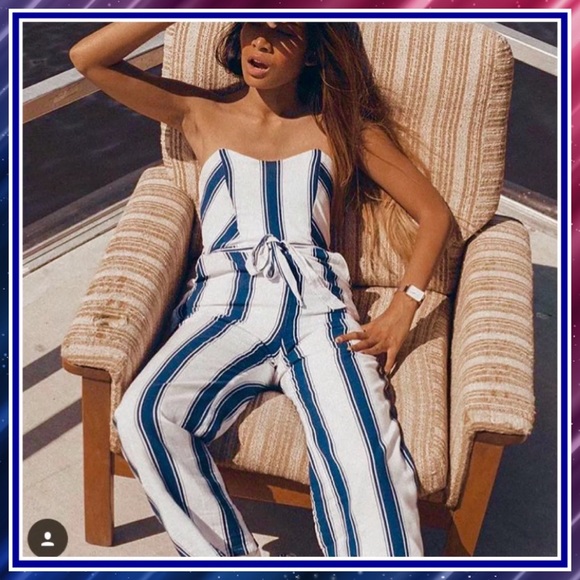 bardot striped jumpsuit